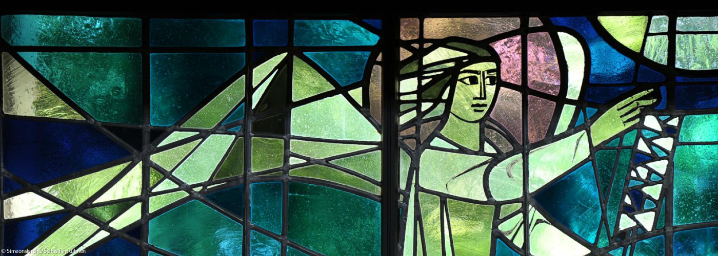 Fenstermosaik in der Simeonskirche Kleinhadern-Blumenau