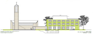 Planansicht des neuen Gemeindehauses der Offenbarungskirche 